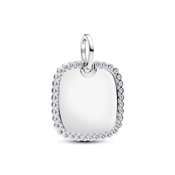Charm pendente Pandora in argento medaglia quadrata zirconi MISURA UNICA