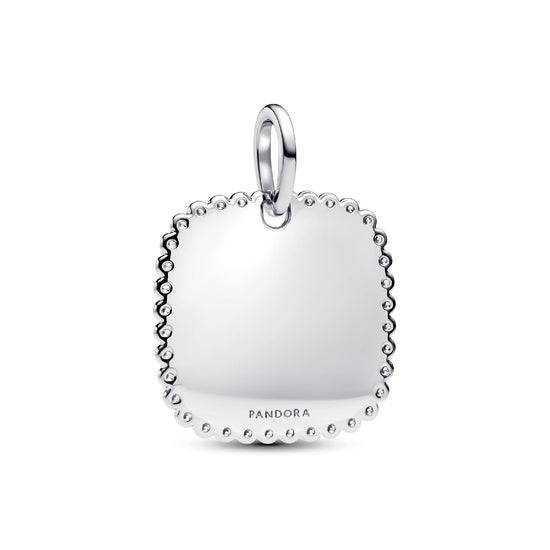 Charm pendente Pandora in argento medaglia quadrata zirconi MISURA UNICA