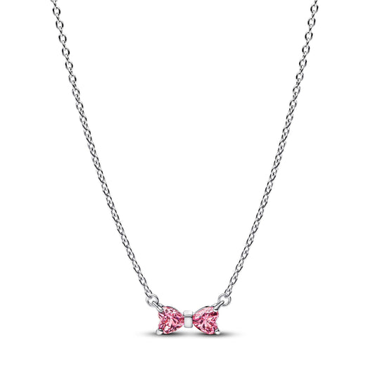 Collana Pandora Timeless in argento Fiocco con zirconi rosa MISURA UNICA