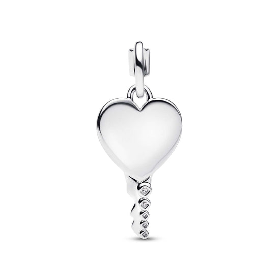 Charm pendente Pandora argento con chiave a cuore da incidere MISURA UNICA