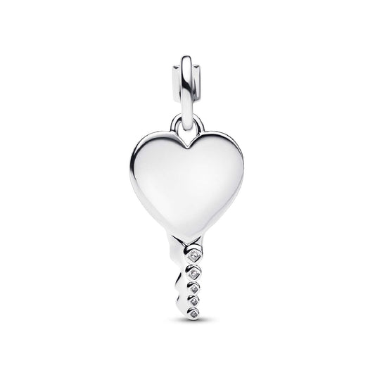 Charm pendente Pandora argento con chiave a cuore da incidere MISURA UNICA