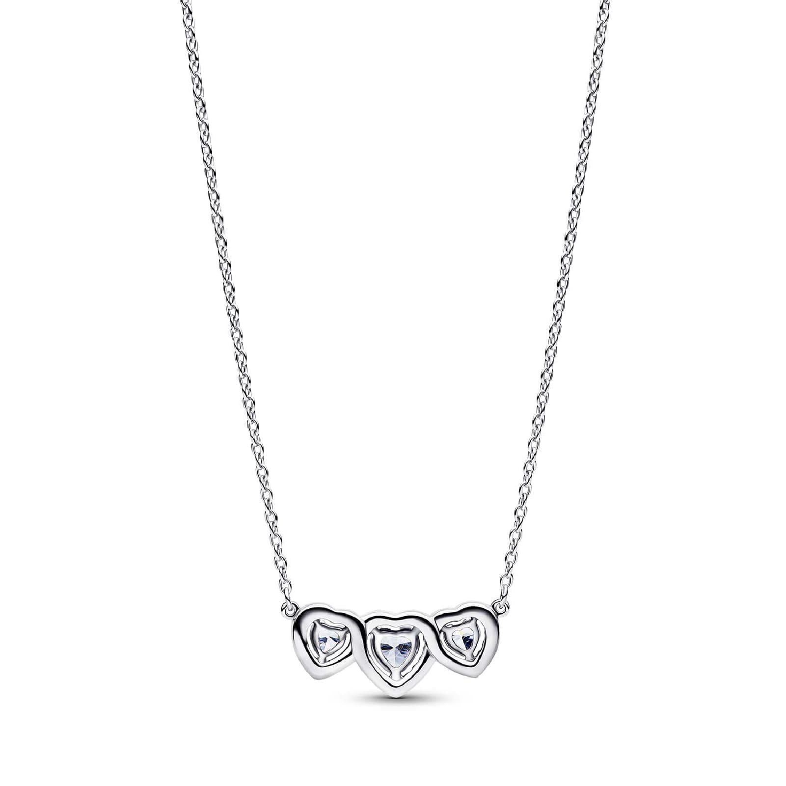 Collana catena Pandora in argento con tre cuori e zirconi MISURA UNICA