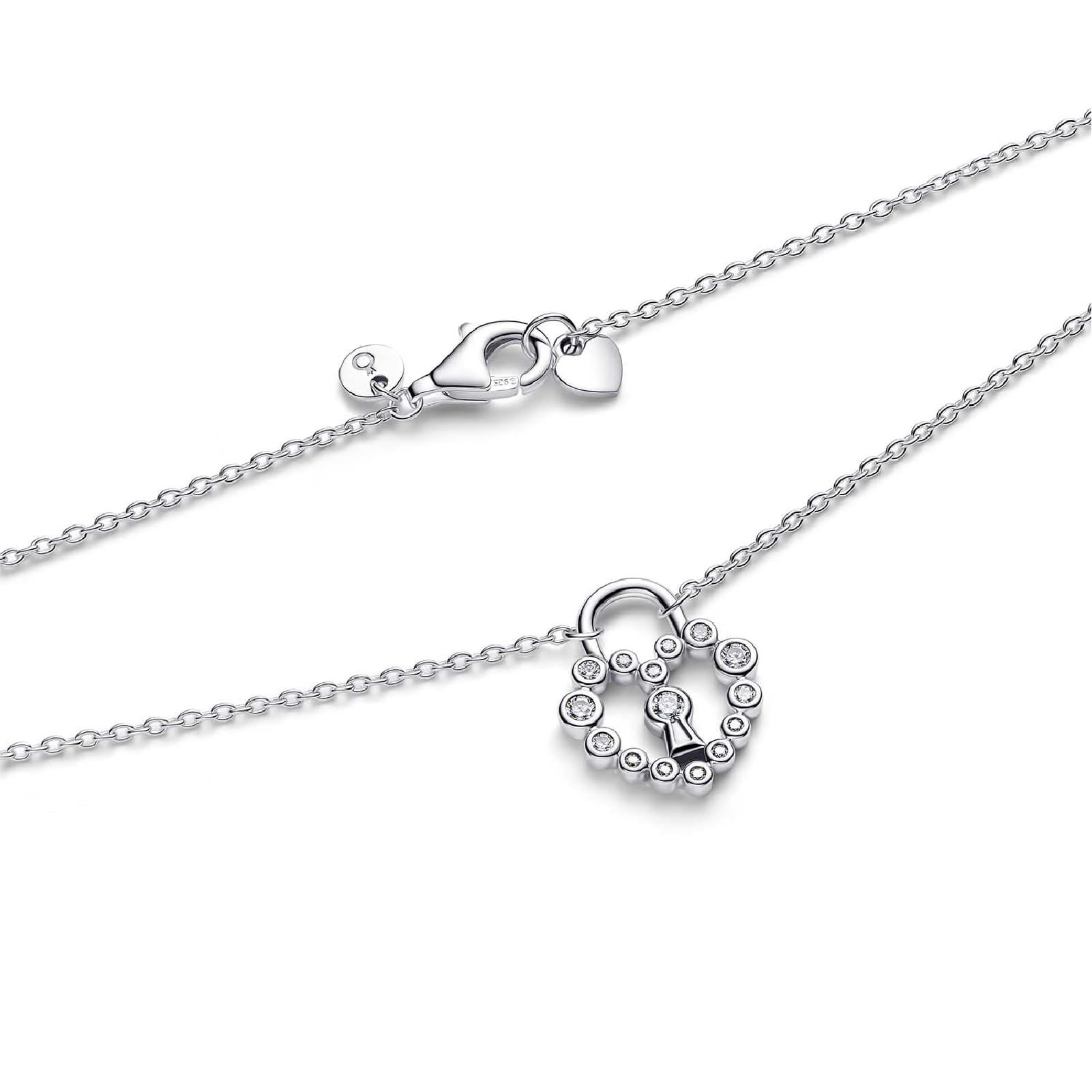Collana catena Pandora con lucchetto cuore luminoso MISURA UNICA