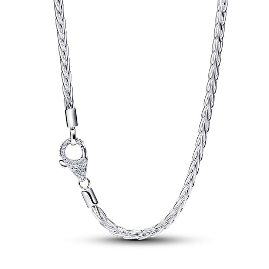 Collana Pandora in argento con maglia coda di volpe e zirconi MISURA UNICA