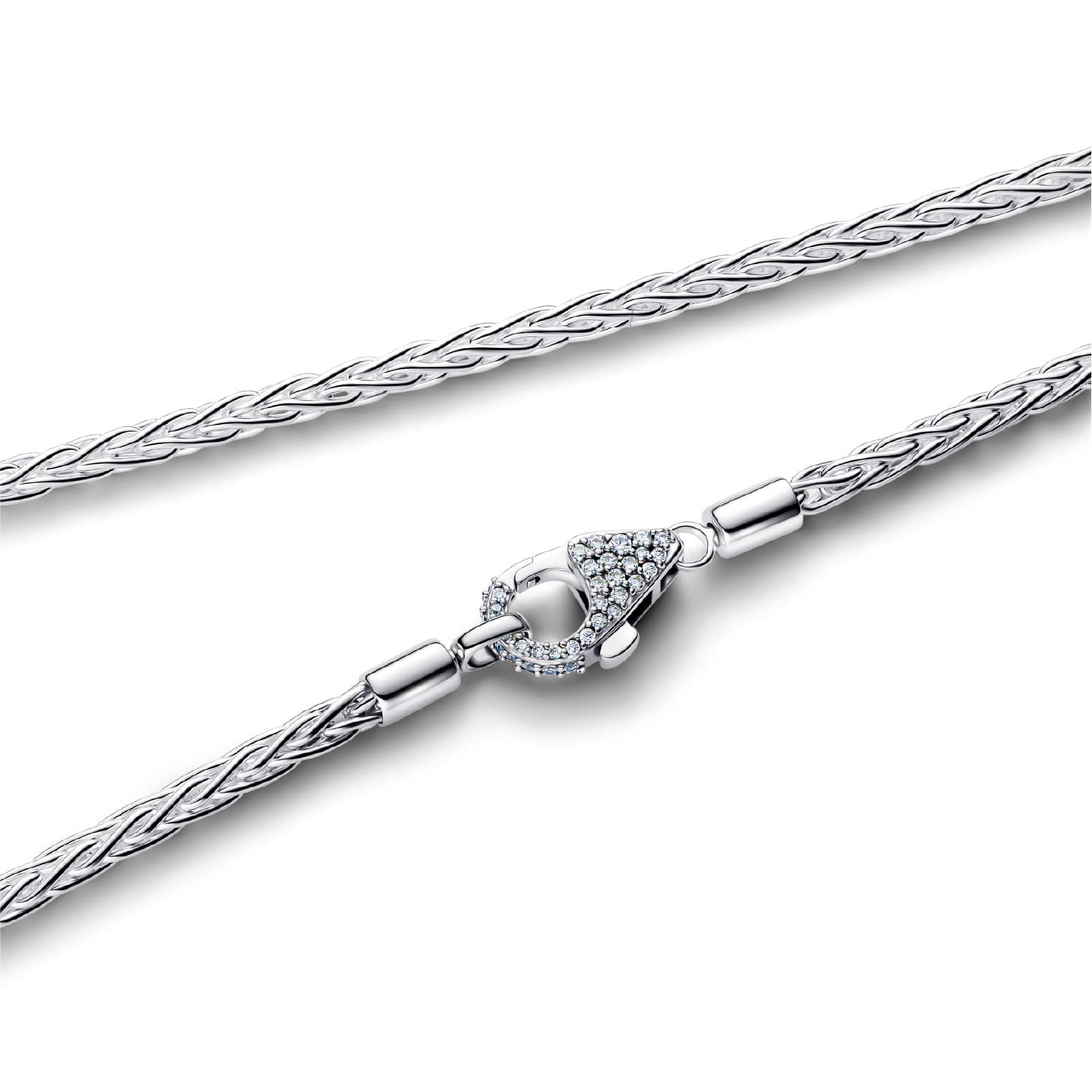 Collana Pandora in argento con maglia coda di volpe e zirconi MISURA UNICA