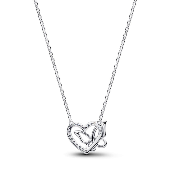 Collana Pandora in argento con cuore e farfalla intrecciati MISURA UNICA