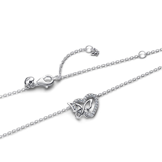 Collana Pandora in argento con cuore e farfalla intrecciati MISURA UNICA