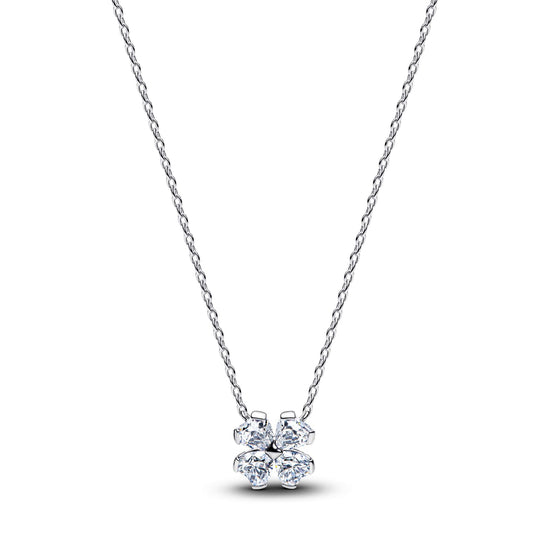 Collana catena Pandora in argento con quadrifoglio zirconi MISURA UNICA