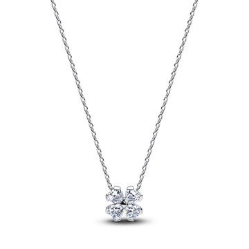 Collana catena Pandora in argento con quadrifoglio zirconi MISURA UNICA