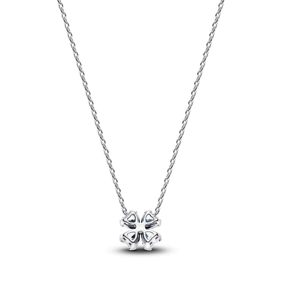 Collana catena Pandora in argento con quadrifoglio zirconi MISURA UNICA