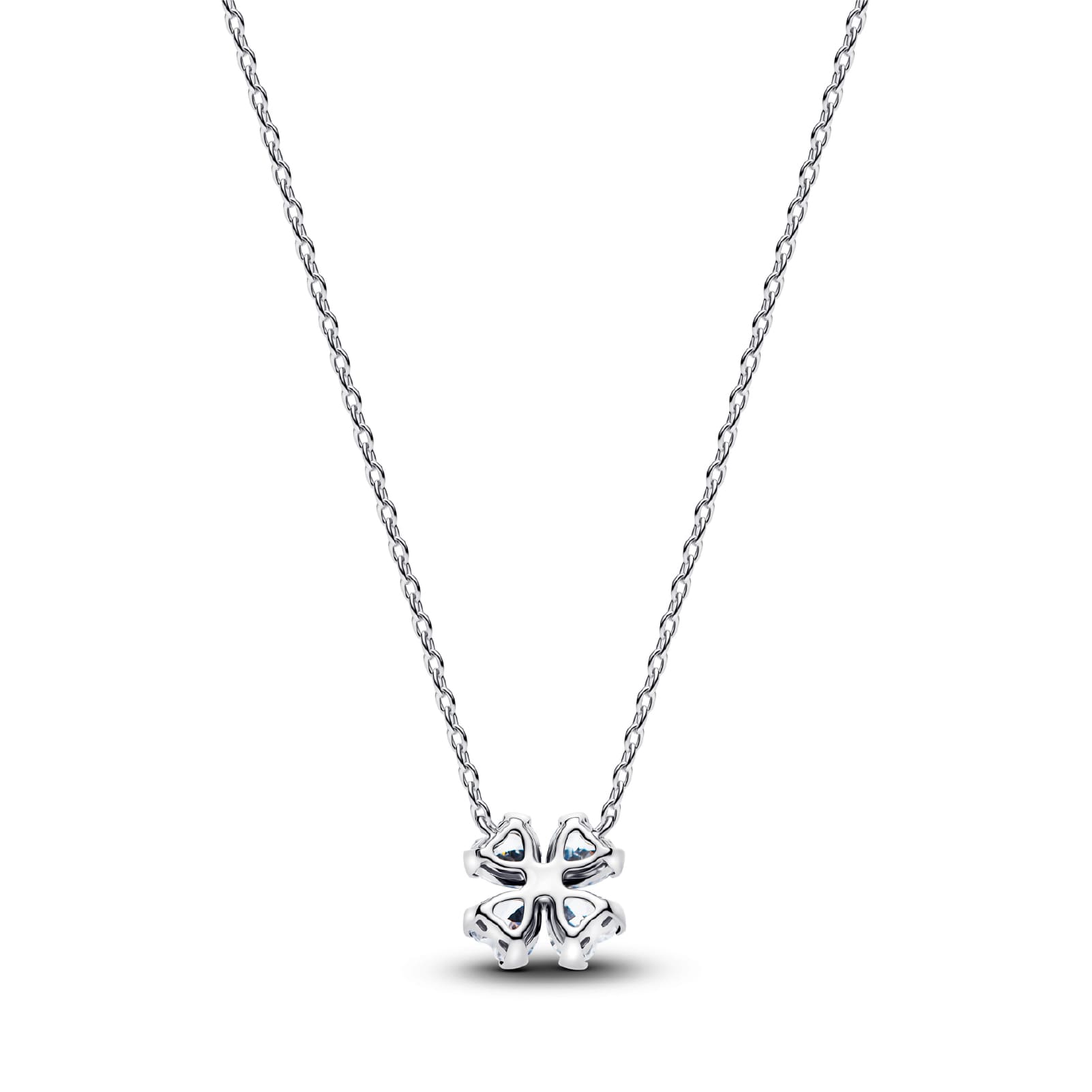 Collana catena Pandora in argento con quadrifoglio zirconi MISURA UNICA