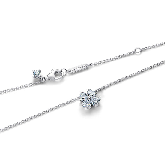 Collana catena Pandora in argento con quadrifoglio zirconi MISURA UNICA