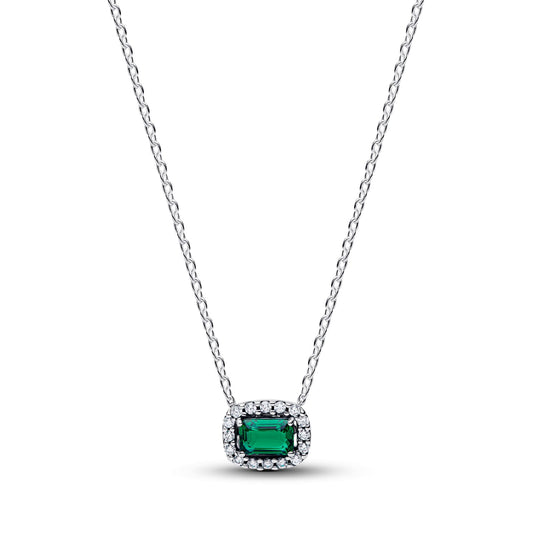 Collana Pandora in argento con zircone rettangolare verde MISURA UNICA