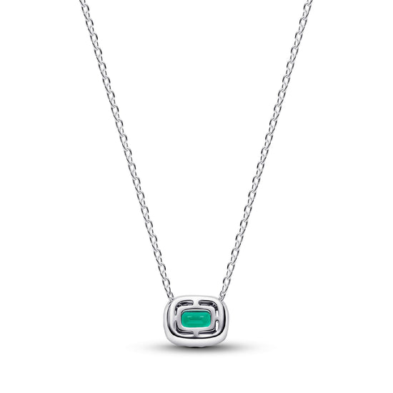 Collana Pandora in argento con zircone rettangolare verde MISURA UNICA