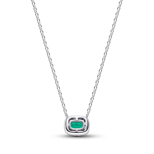 Collana Pandora in argento con zircone rettangolare verde MISURA UNICA