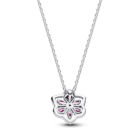 Collana Pandora in argento sterling con fiore rosa zirconi MISURA UNICA