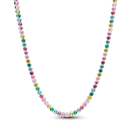 Collana tennis Pandora argento zirconi cristalli multicolore MISURA UNICA