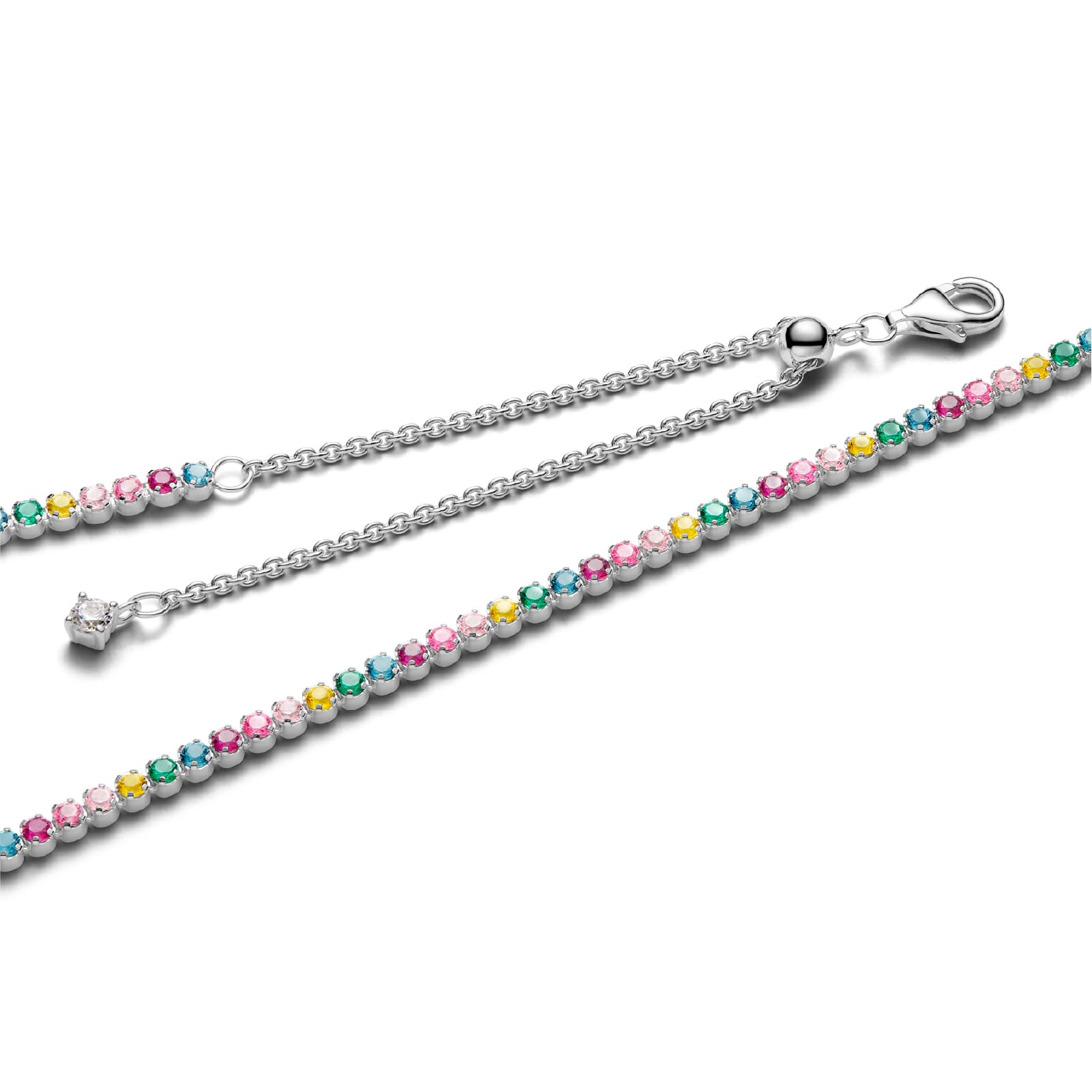 Collana tennis Pandora argento zirconi cristalli multicolore MISURA UNICA