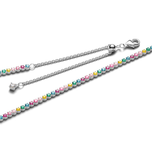 Collana tennis Pandora argento zirconi cristalli multicolore MISURA UNICA