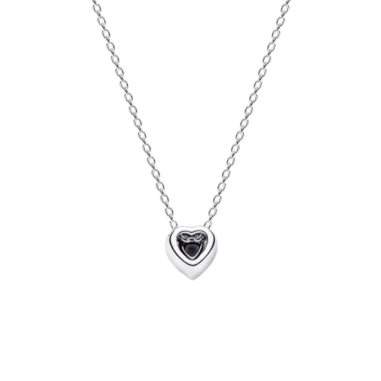 Collana Pandora in argento con pendente cuore nero in rilievo MISURA UNICA