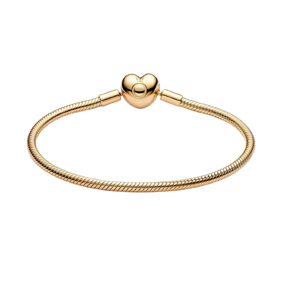 Bracciale Pandora in argento dorato con chiusura a cuore 17 cm