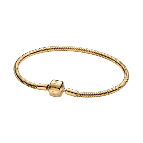 Bracciale Pandora in argento dorato con chiusura a barile 17 cm