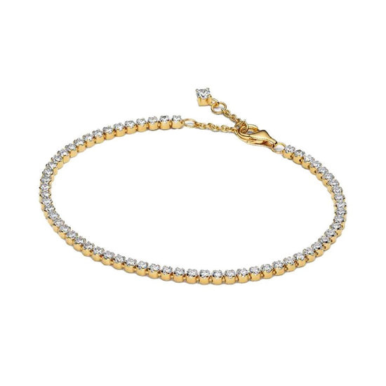 Bracciale tennis Pandora in argento placcato oro 14kt e zirconi 18 cm