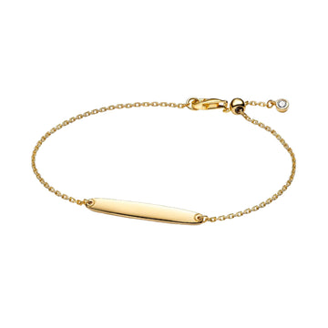Bracciale catena Pandora argento dorato targhetta da incidere 18 cm