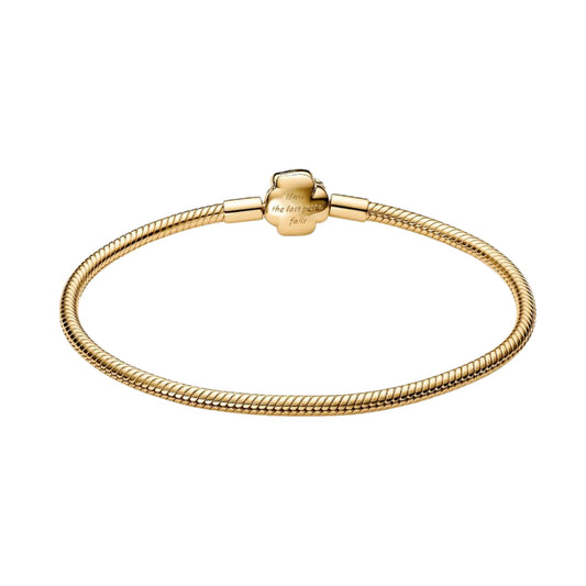 Bracciale Pandora in argento dorato con fiore rosso in vetro 17 cm