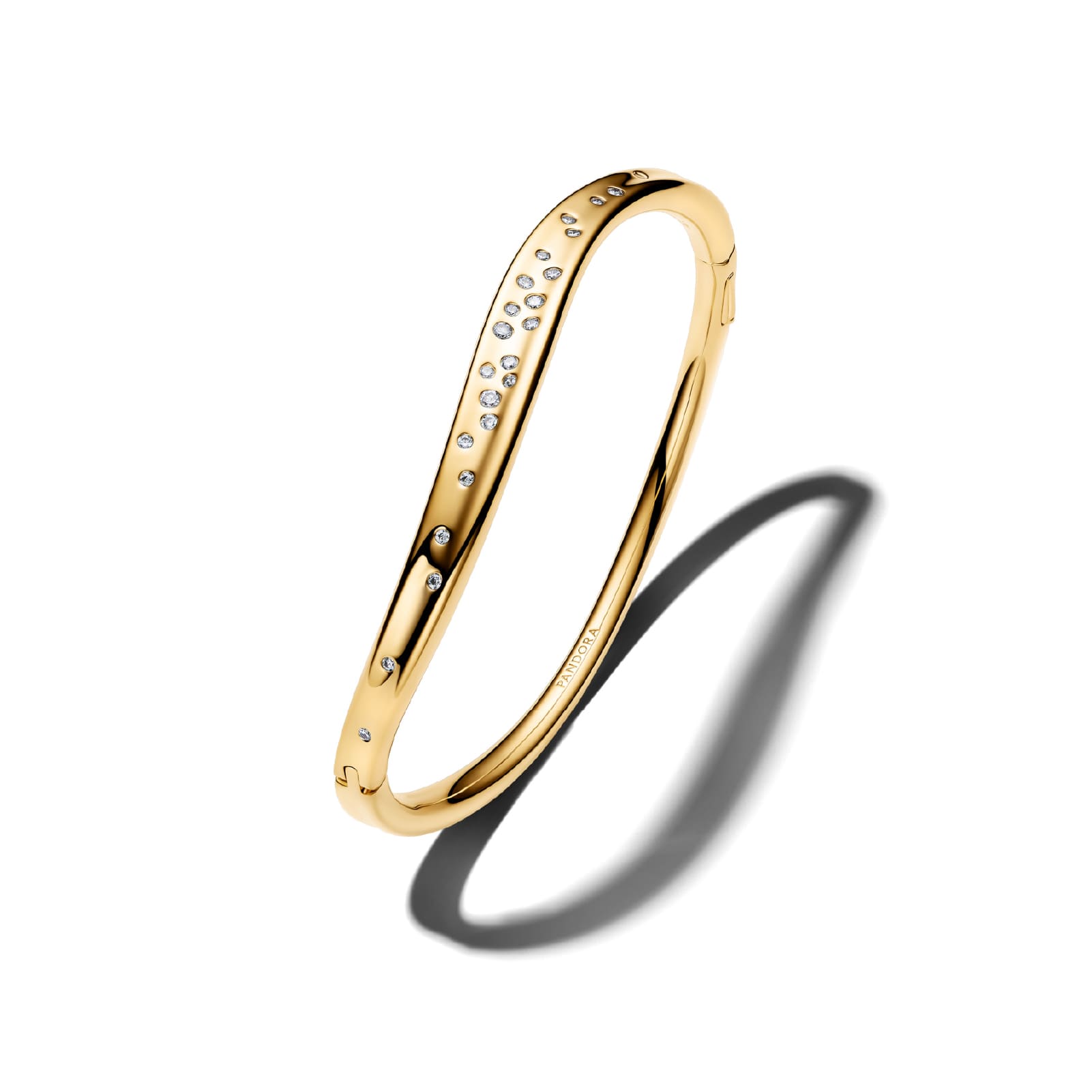 Bracciale rigido Pandora in lega metallica oro e zirconi 19 cm