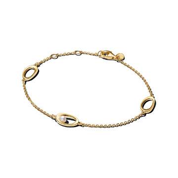 Bracciale Pandora in argento dorato con elementi ovali e perla 18 cm