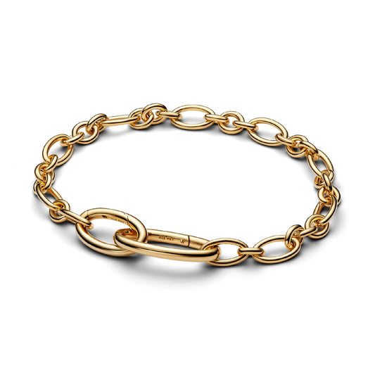 Bracciale Pandora in argento dorato maglia link ovale da donna 17,5 cm