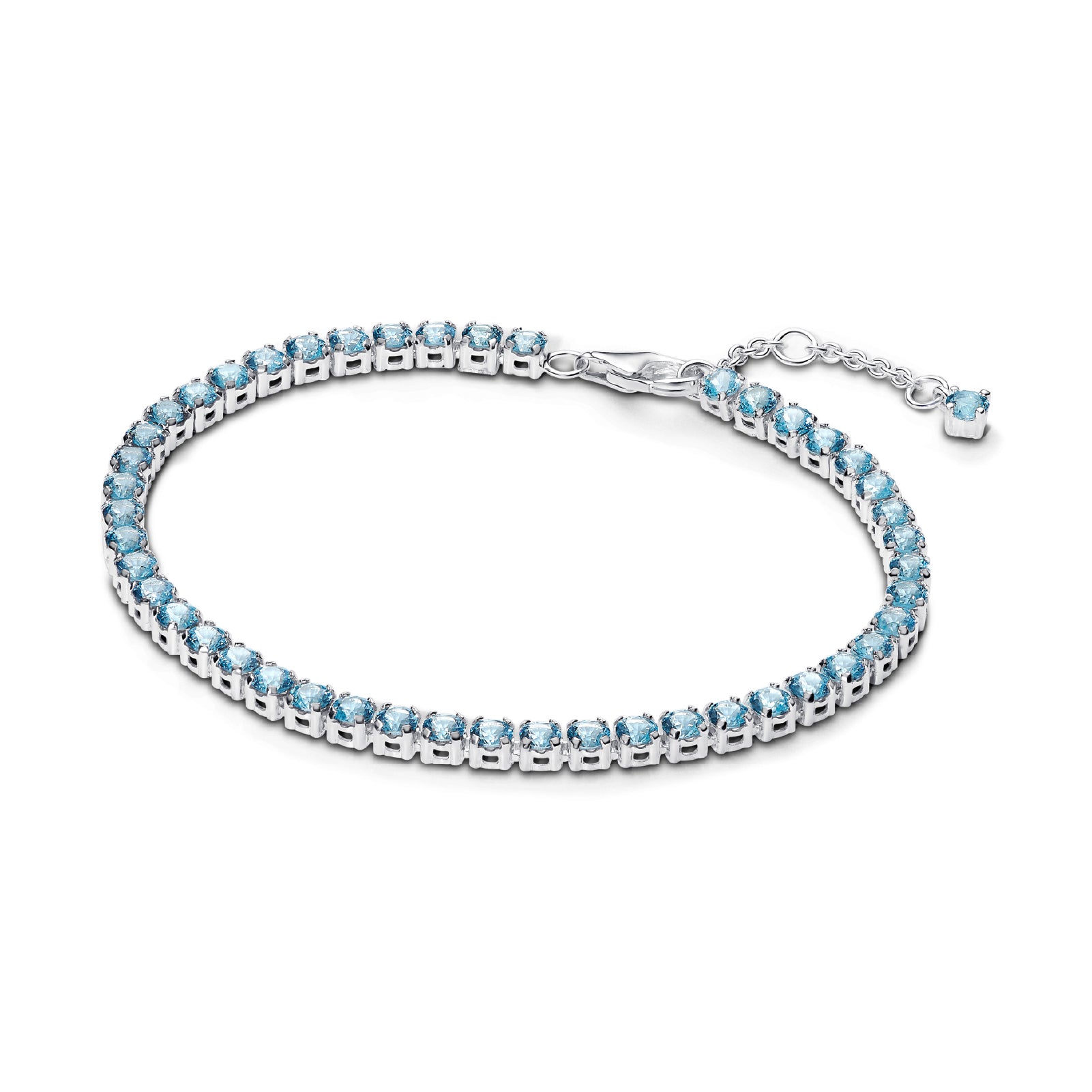 Bracciale tennis Pandora in argento 925 con cristalli azzurri 16 cm