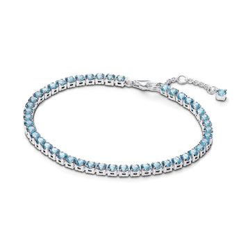 Bracciale tennis Pandora in argento 925 con cristalli azzurri 16 cm