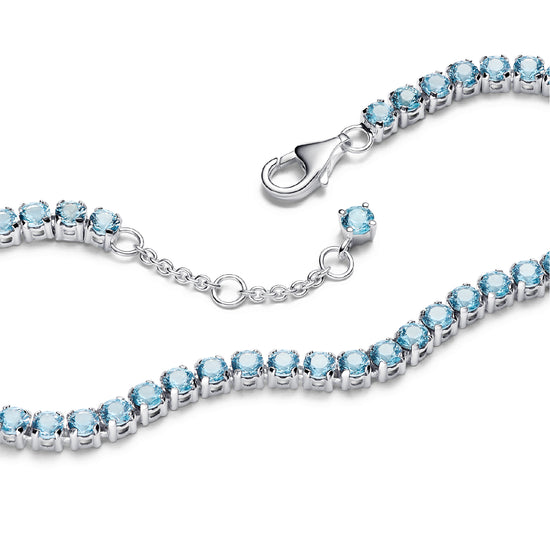 Bracciale tennis Pandora in argento 925 con cristalli azzurri 16 cm