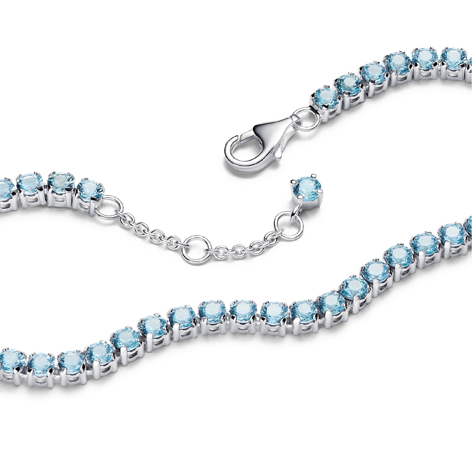 Bracciale tennis Pandora in argento 925 con cristalli azzurri 16 cm