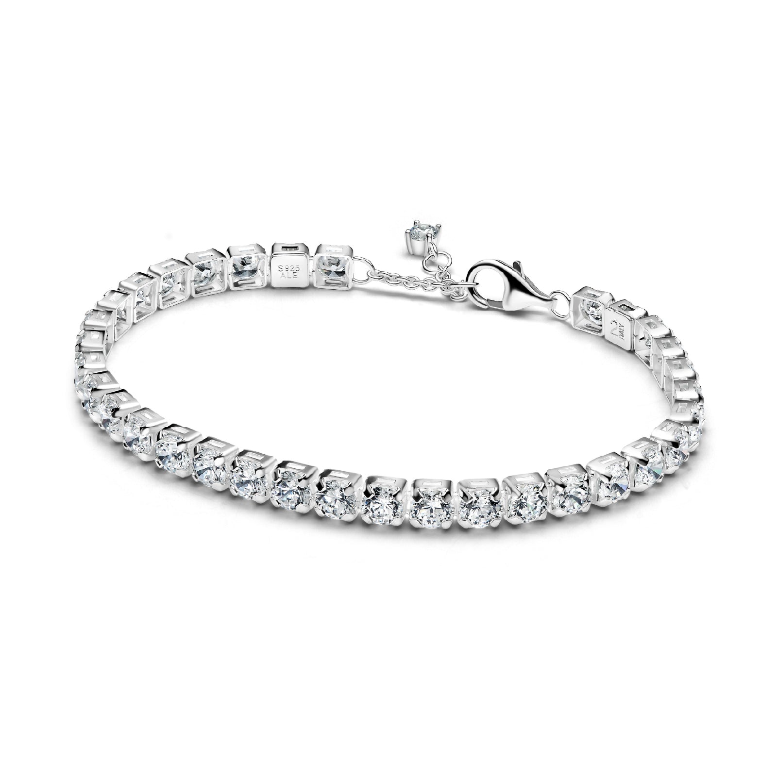 Bracciale tennis Pandora argento rodiato zirconi grandi 16 cm