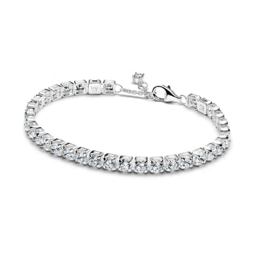 Bracciale tennis Pandora argento rodiato zirconi grandi 16 cm