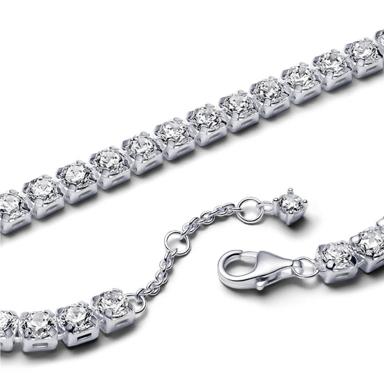 Bracciale tennis Pandora argento rodiato zirconi grandi 16 cm