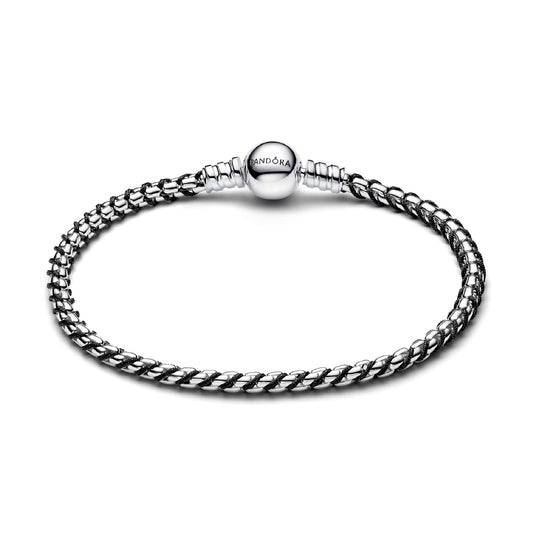 Bracciale Pandora in argento e tessuto intrecciato nero 17 cm