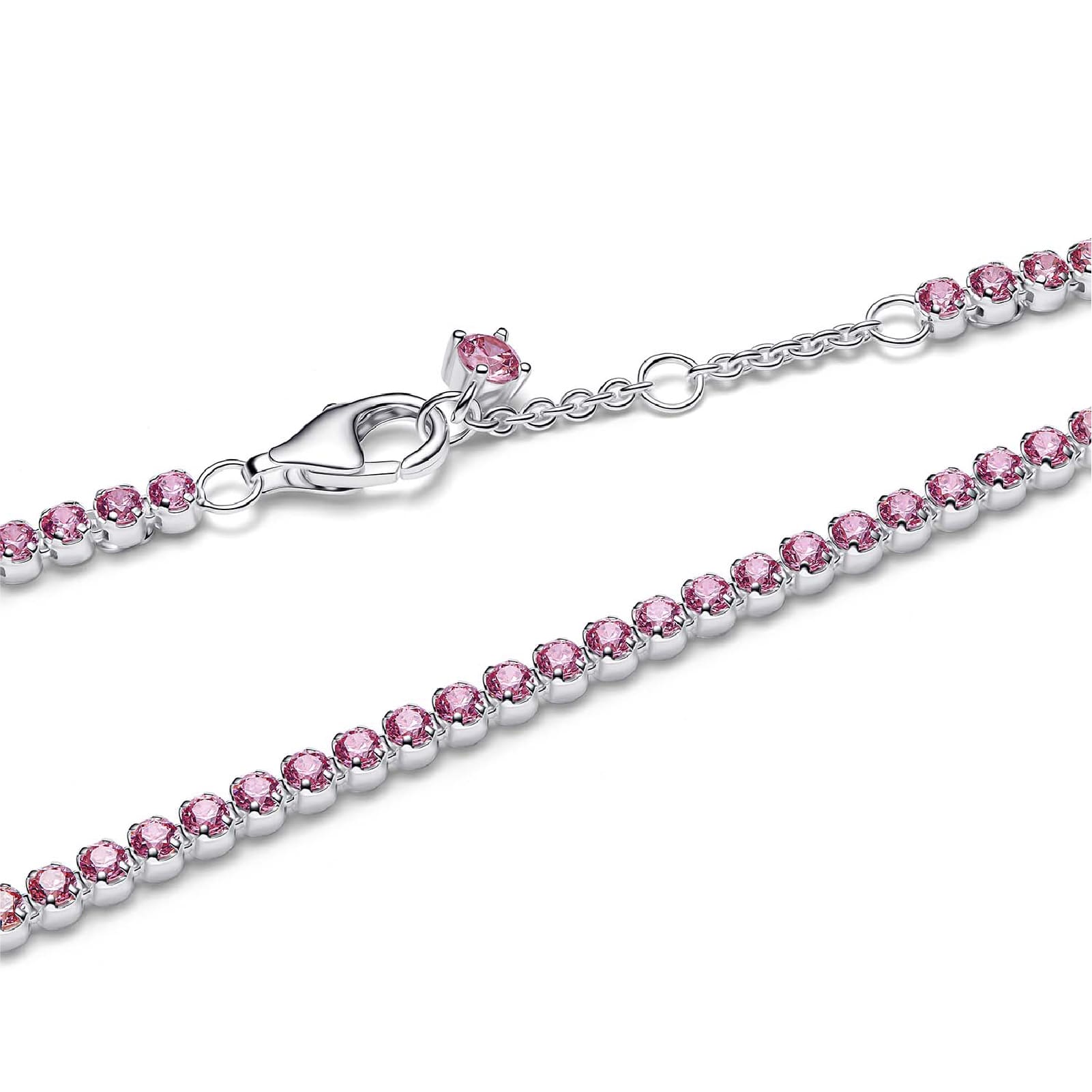 Bracciale tennis Pandora in Argento Sterling 925 e zirconi rosa 18 cm