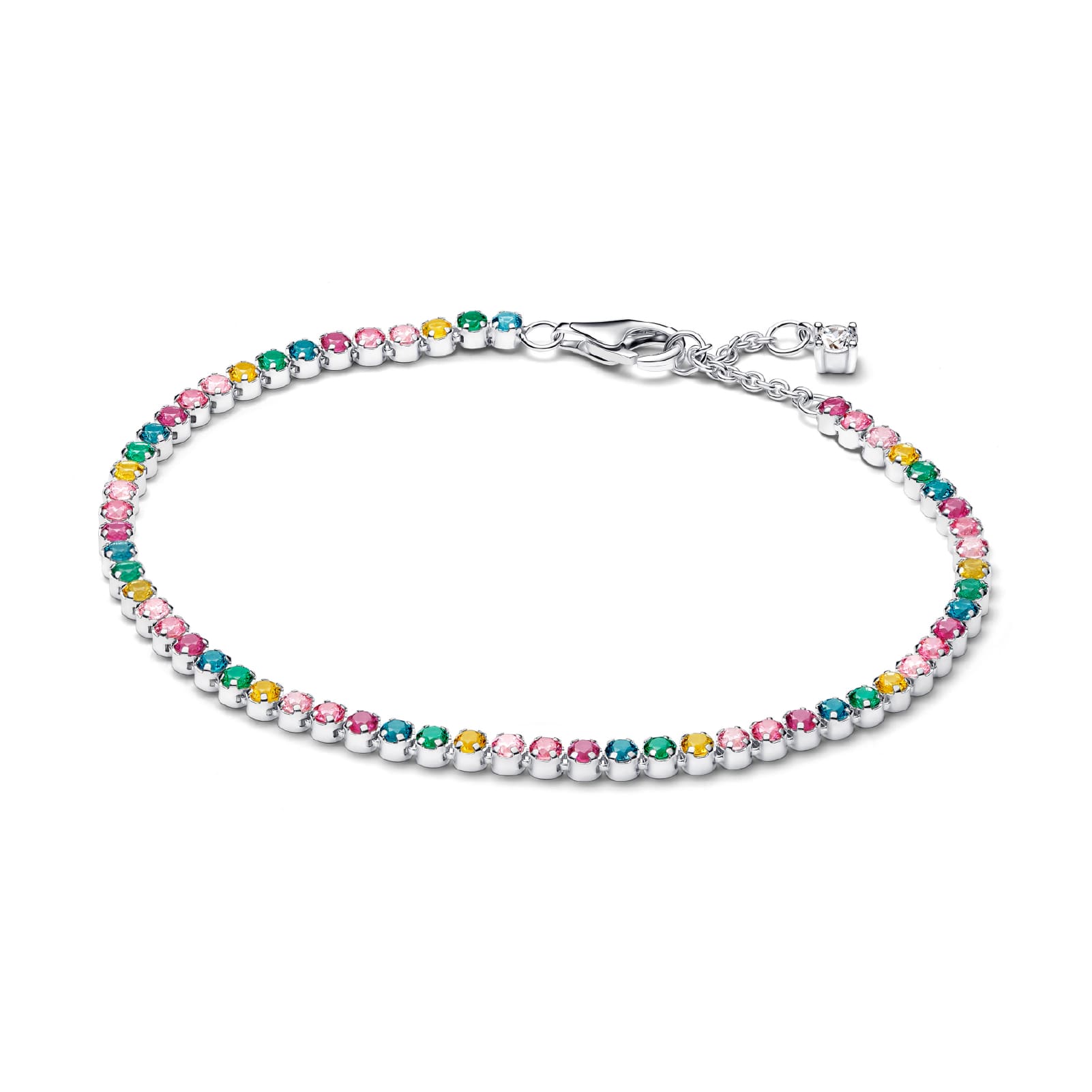 Bracciale tennis Pandora argento zirconi cristalli multicolore 18 cm