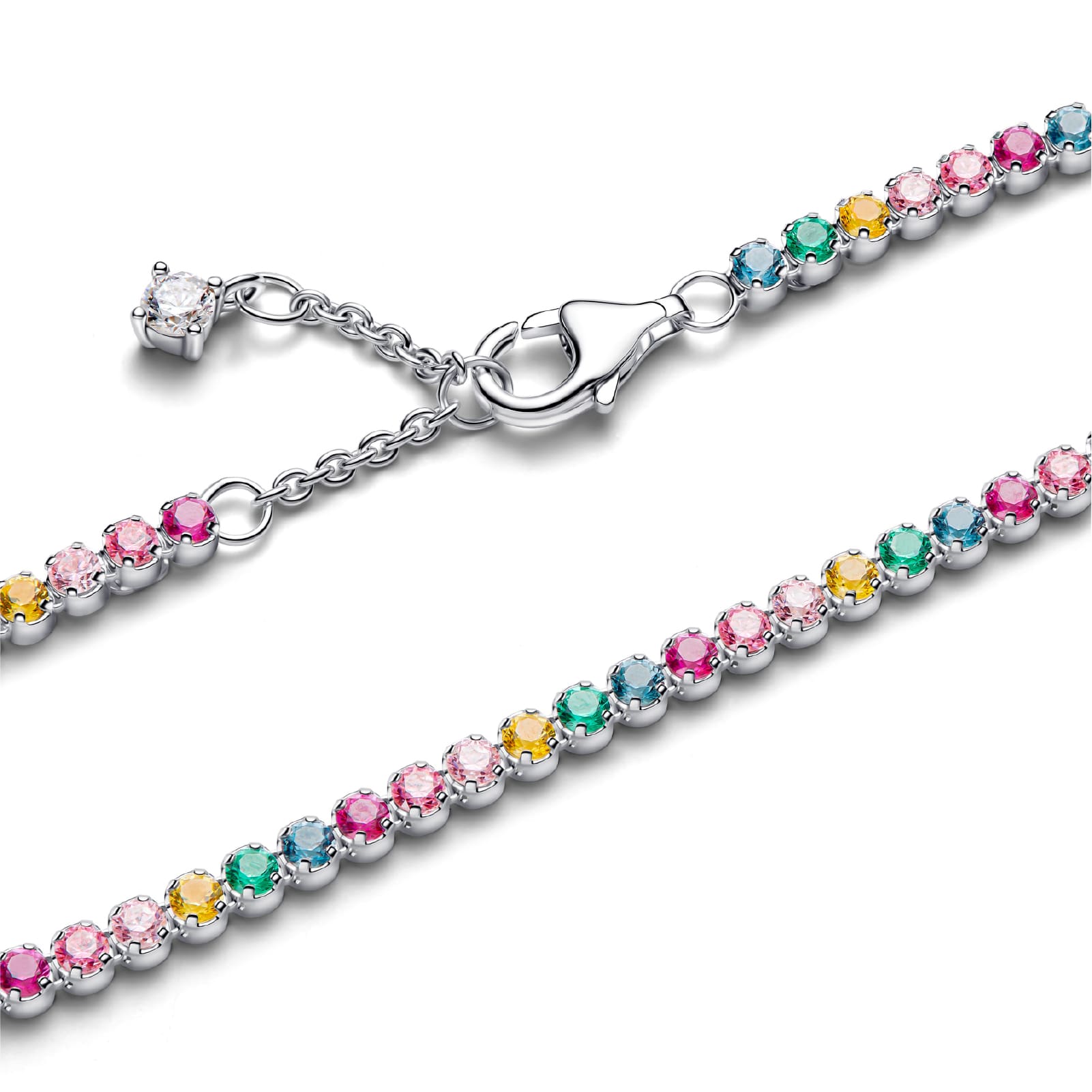 Bracciale tennis Pandora argento zirconi cristalli multicolore 18 cm