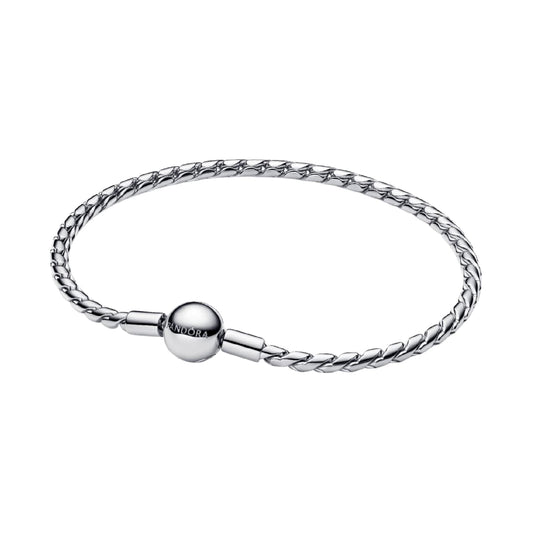 Bracciale Pandora in argento maglia spiga e chiusura a sfera 16 cm