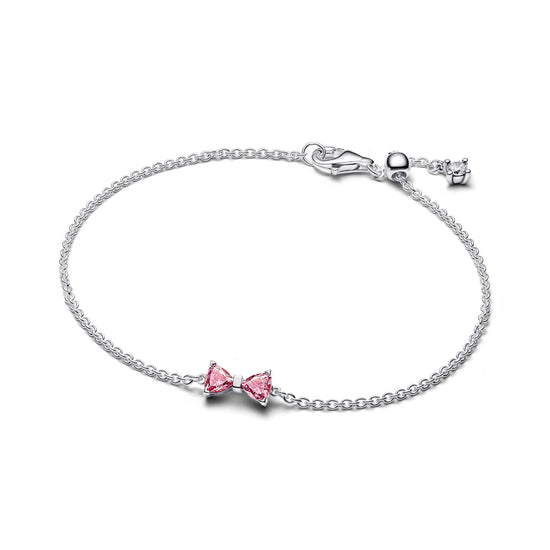Bracciale catena Pandora in argento con fiocco luminoso rosa 16 cm