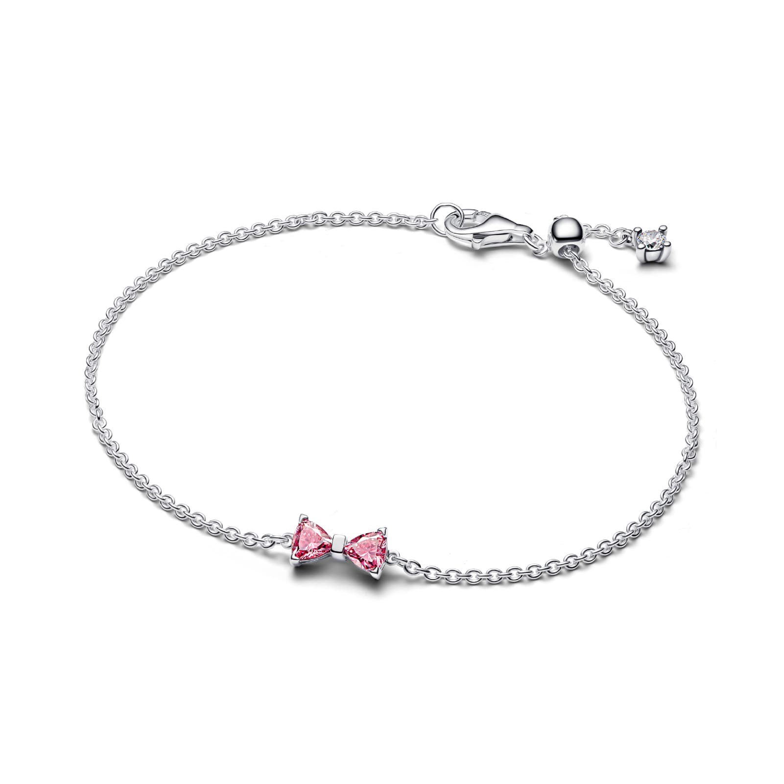 Bracciale catena Pandora in argento con fiocco luminoso rosa 16 cm