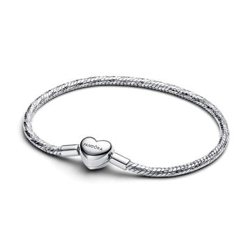 Bracciale Pandora in argento maglia snake e cuore da incidere 16 cm