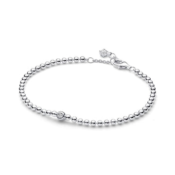 Bracciale Pandora in argento con sfere e zircone centrale 18 cm