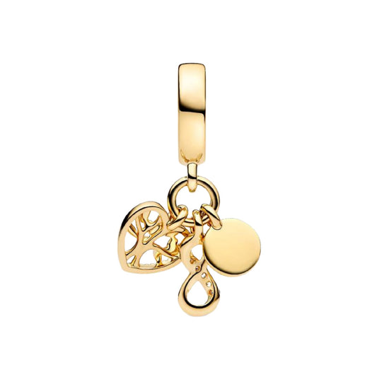 Charm pendente Pandora dorato Famiglia Per Sempre  MISURA UNICA