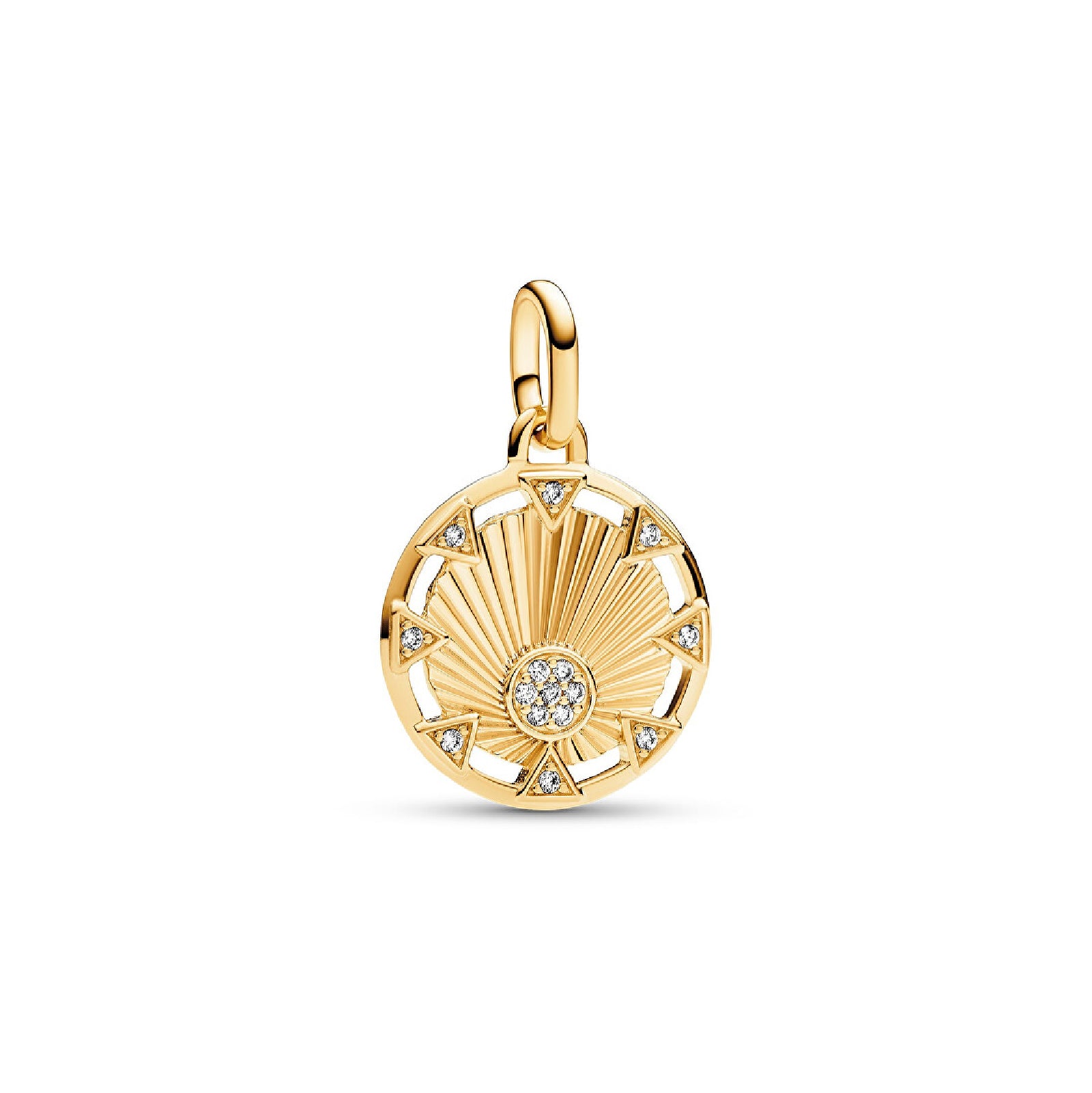 Charm a medaglione Pandora placcato in oro 14k con zirconi P.763039C01